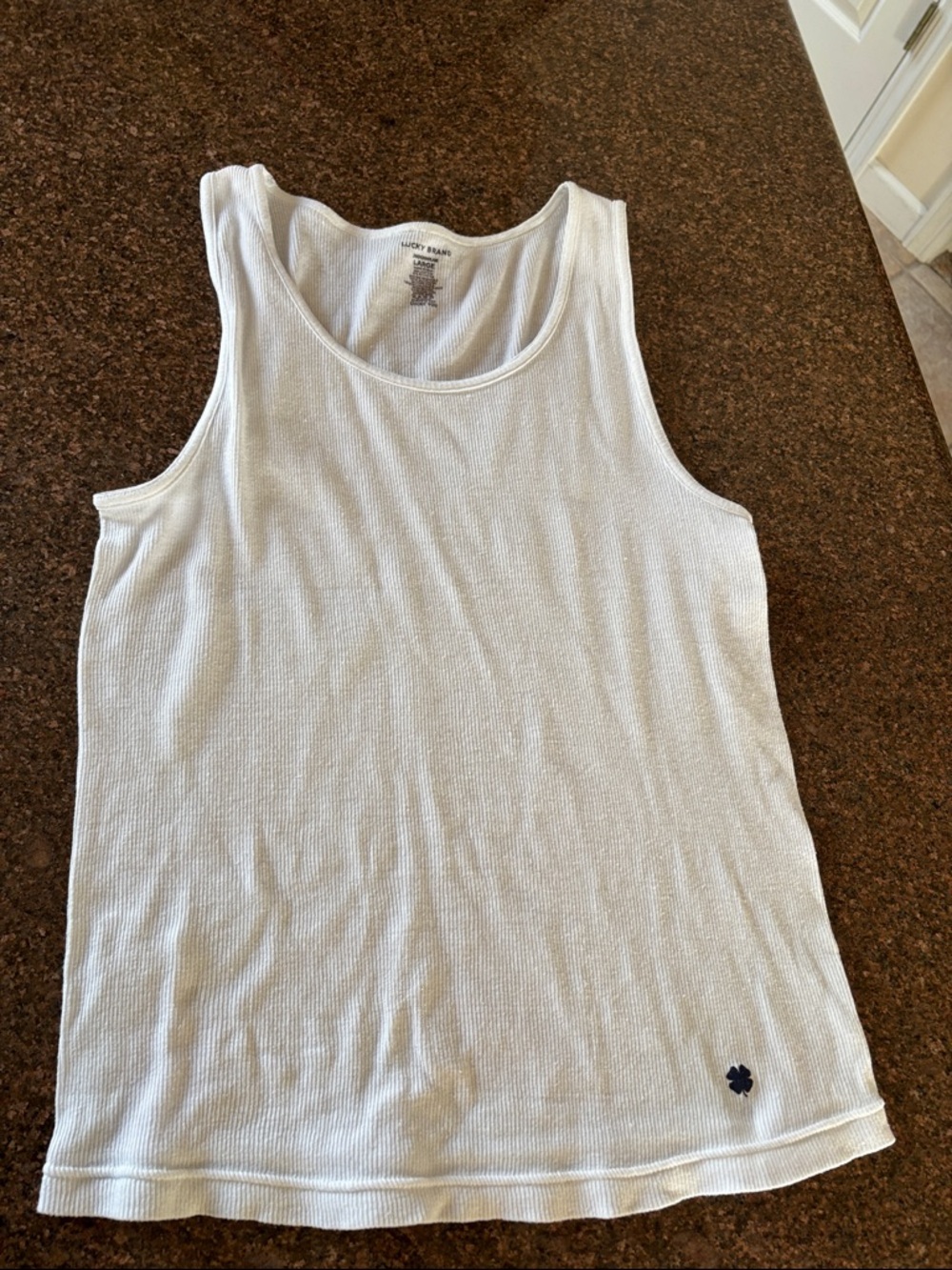 Lucky Brand Ladies White Ribbed Four Leaf Clover 🍀 Tank Top-L